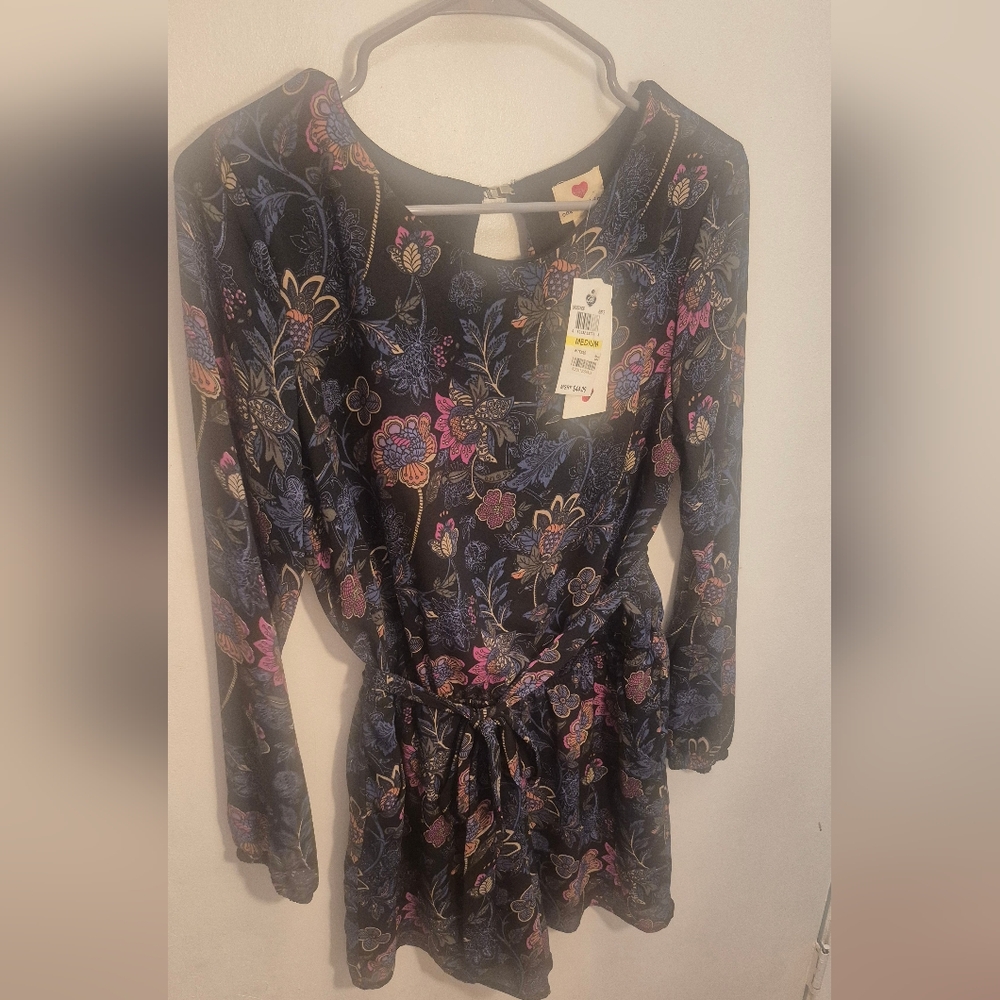 One Clothing Balck Patterned Romper